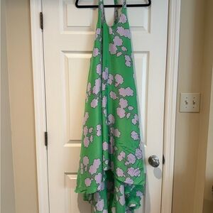 Diane Von Furstenberg Casandra Beach Dress/Cover upGreen and Purple Floral Dress